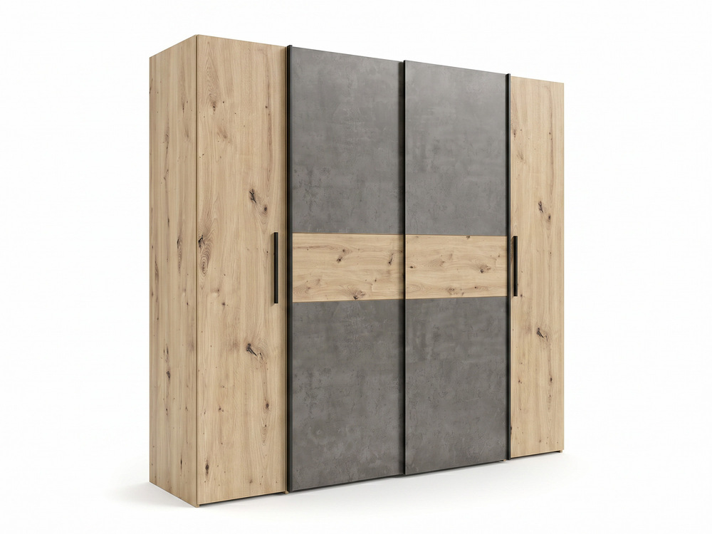 Armoire 2 portes coulissantes+2 portes battantes Kalixtus