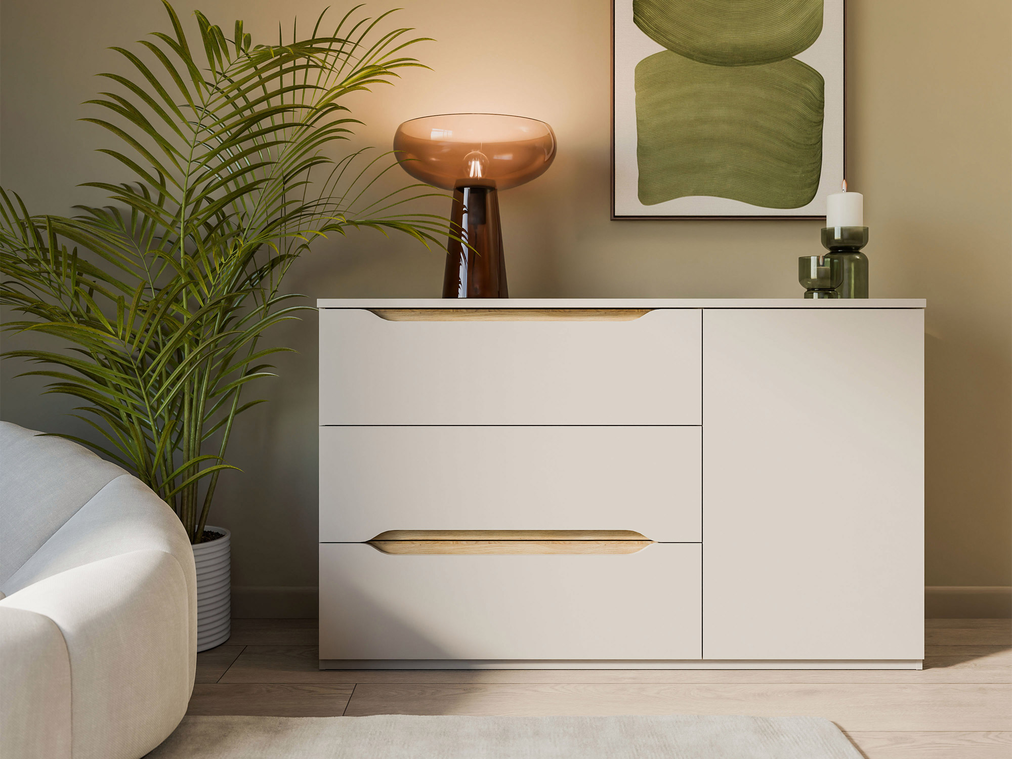 Commode 1 porte 3 tiroirs Edwal