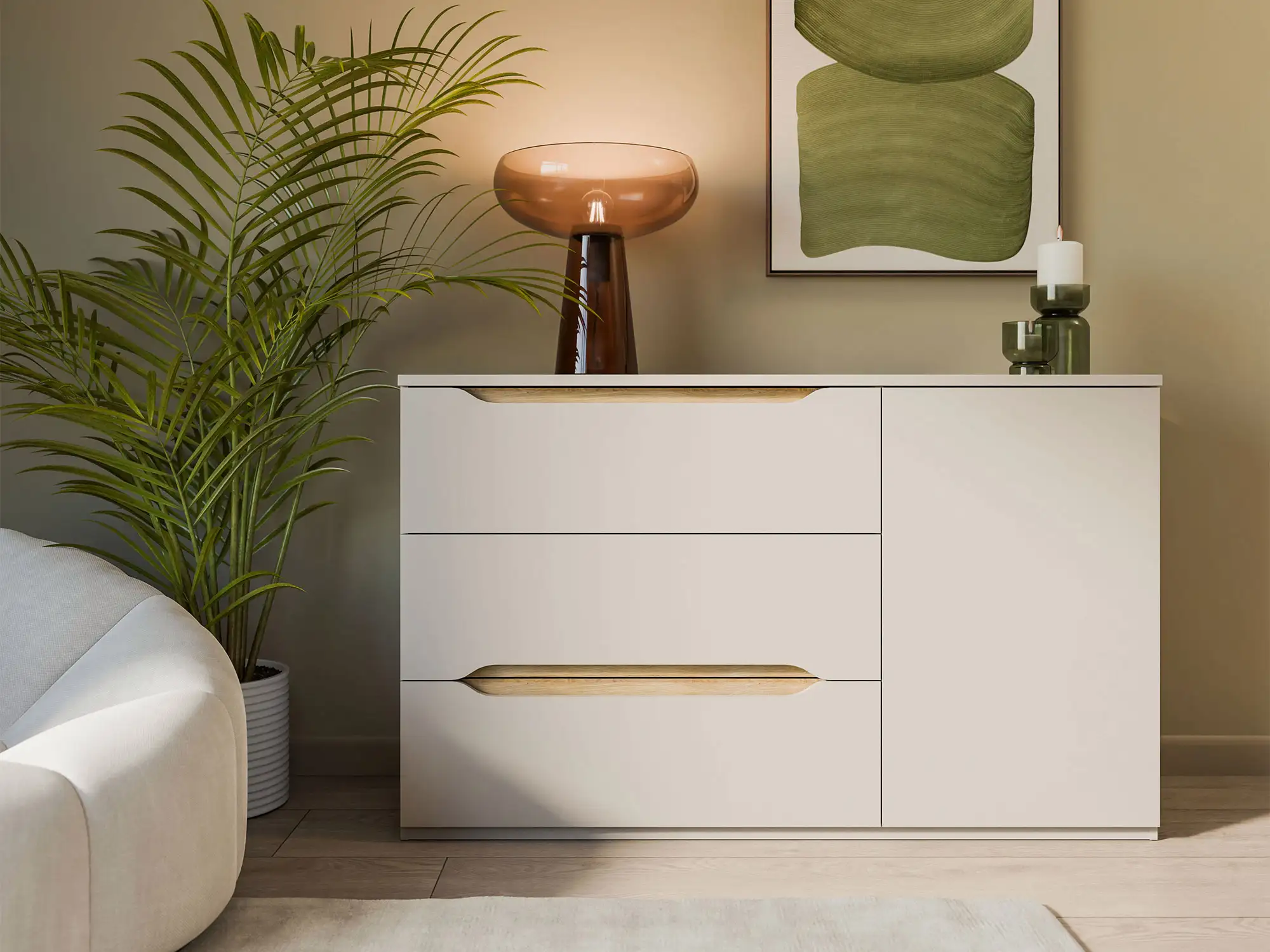 Commode 1 porte 3 tiroirs Edwal