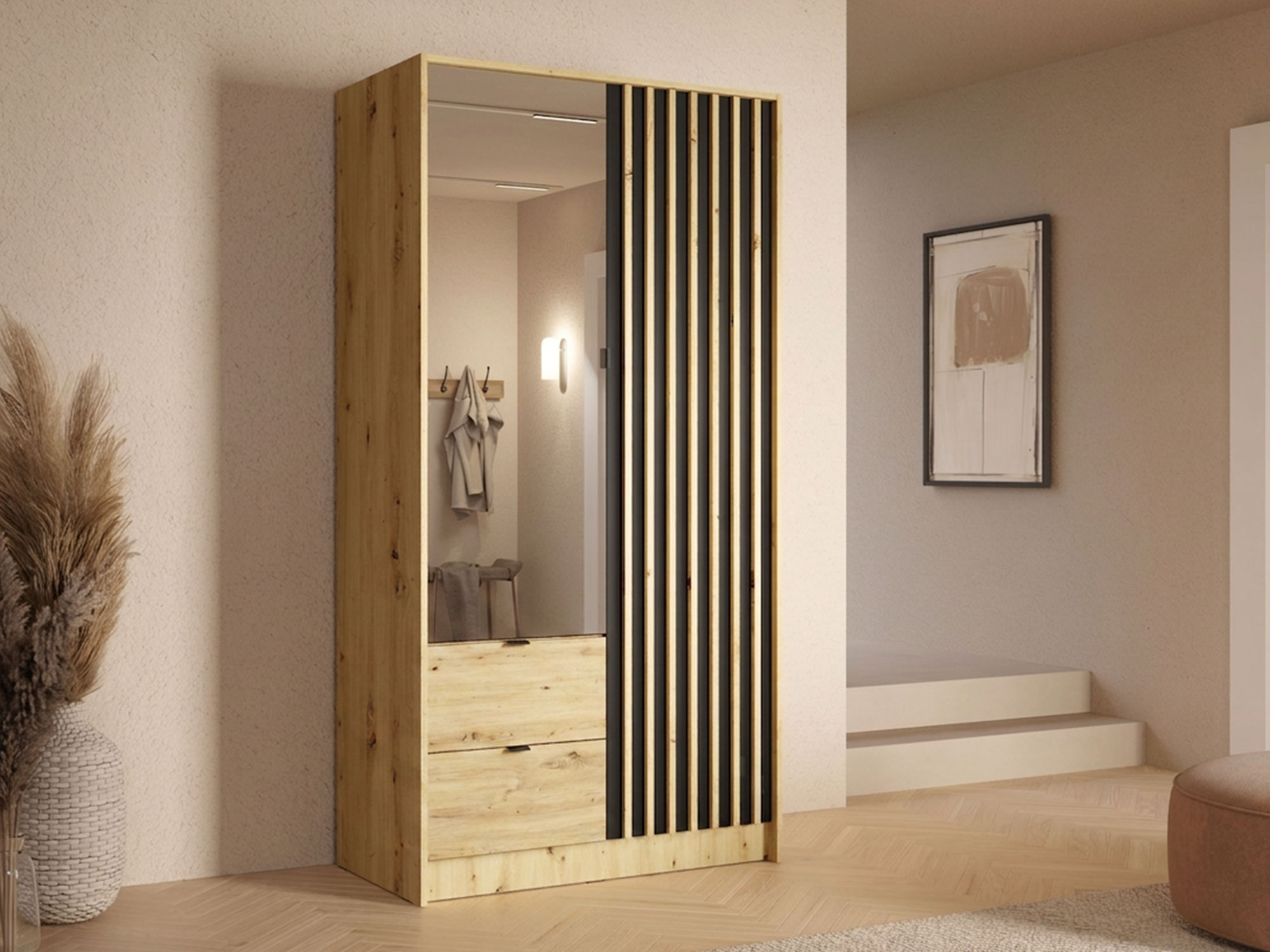 Armoire 2 portes dont 1 miroir Katania