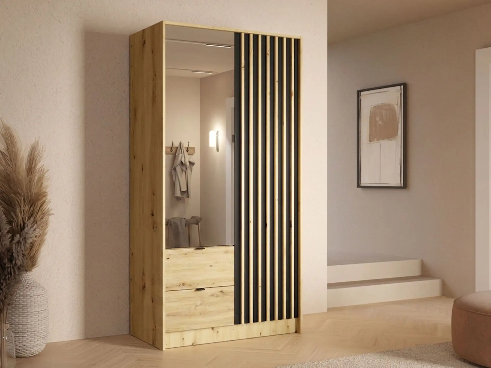 Armoire 2 portes dont 1 miroir Katania
