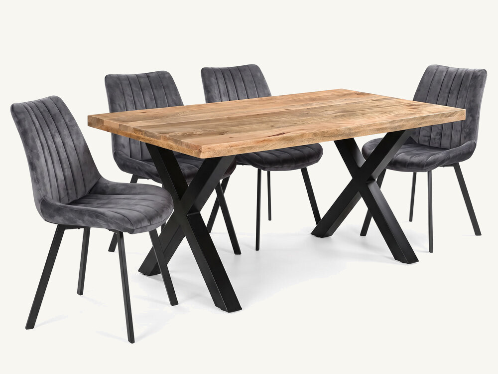 Ensemble table de repas rectangulaire + 4 chaises Semarang