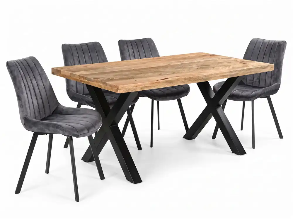 Ensemble table de repas rectangulaire + 4 chaises Semarang