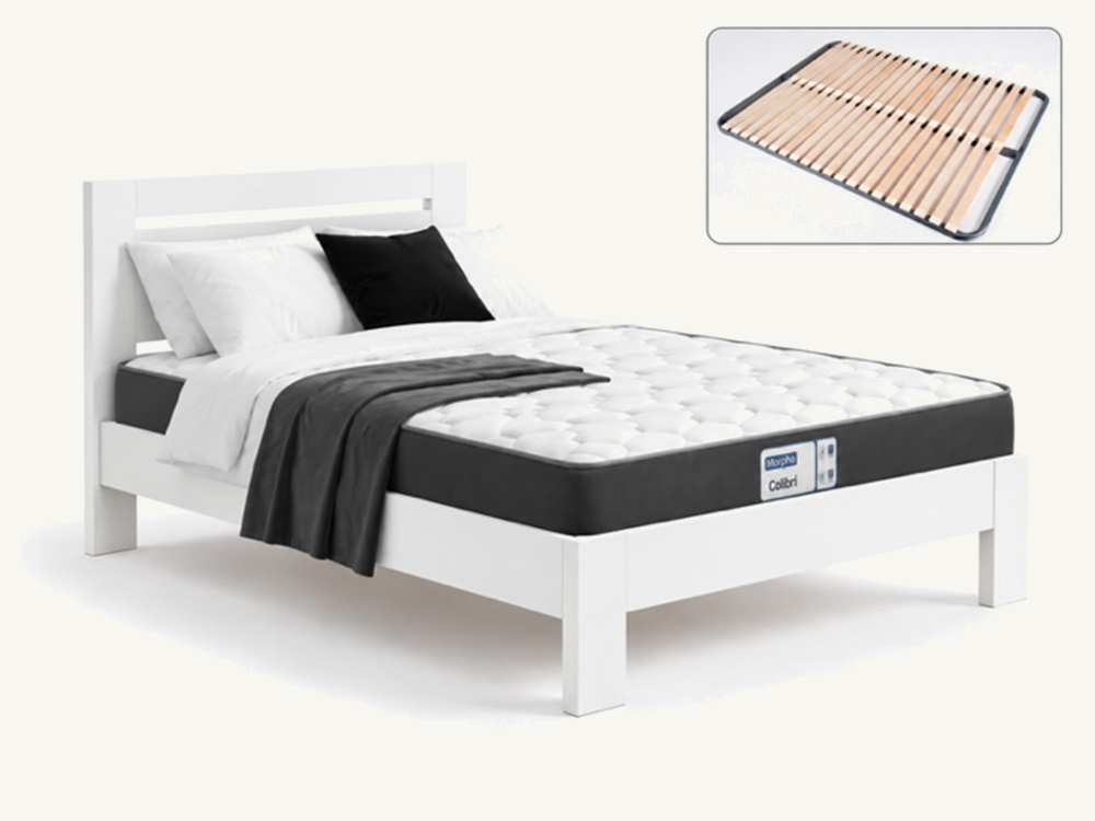 Lit + sommier + matelas Pack elio + confort + colibri