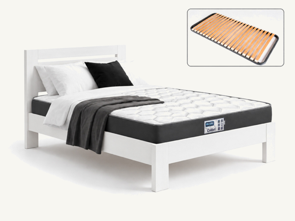 Lit + sommier + matelas Pack elio + confort + colibri