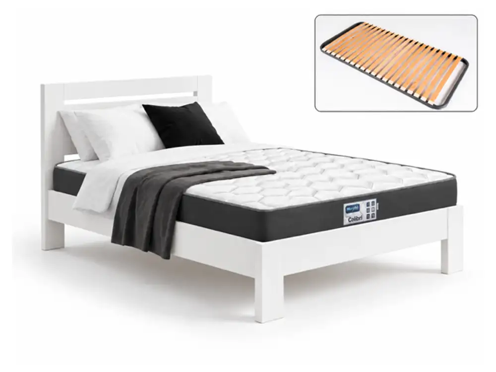Lit + sommier + matelas Pack elio + confort + colibri