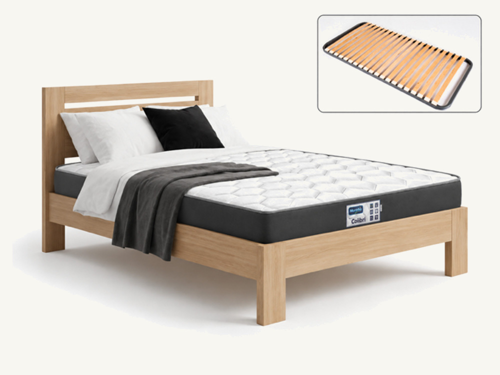 Lit + sommier + matelas Pack elio + confort + colibri