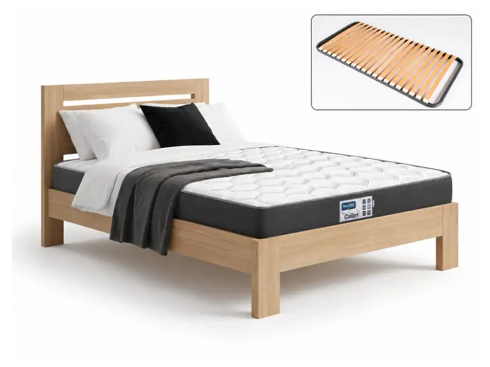 Lit + sommier + matelas Pack elio + confort + colibri