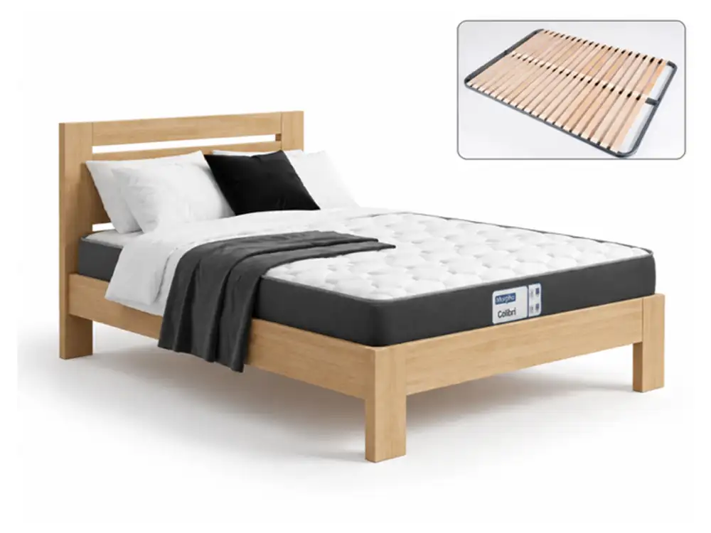 Lit + sommier + matelas Pack elio + confort + colibri
