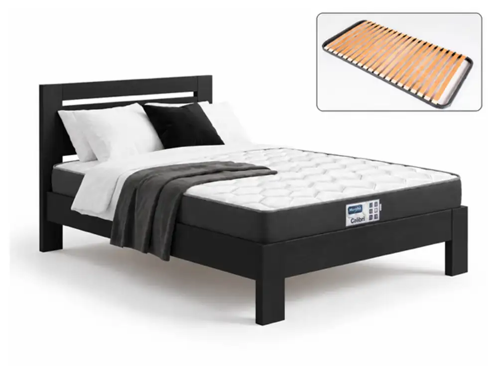 Lit + sommier + matelas Pack elio + confort + colibri