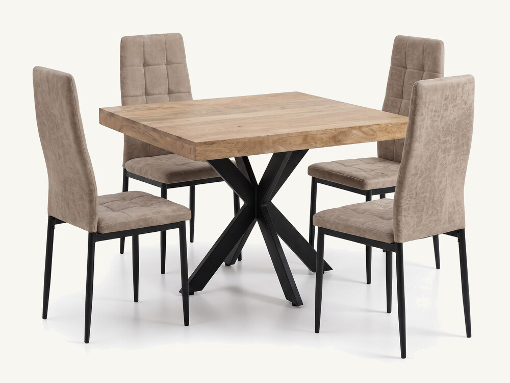 Ensemble table de repas carr�e + 4 chaises Semarang