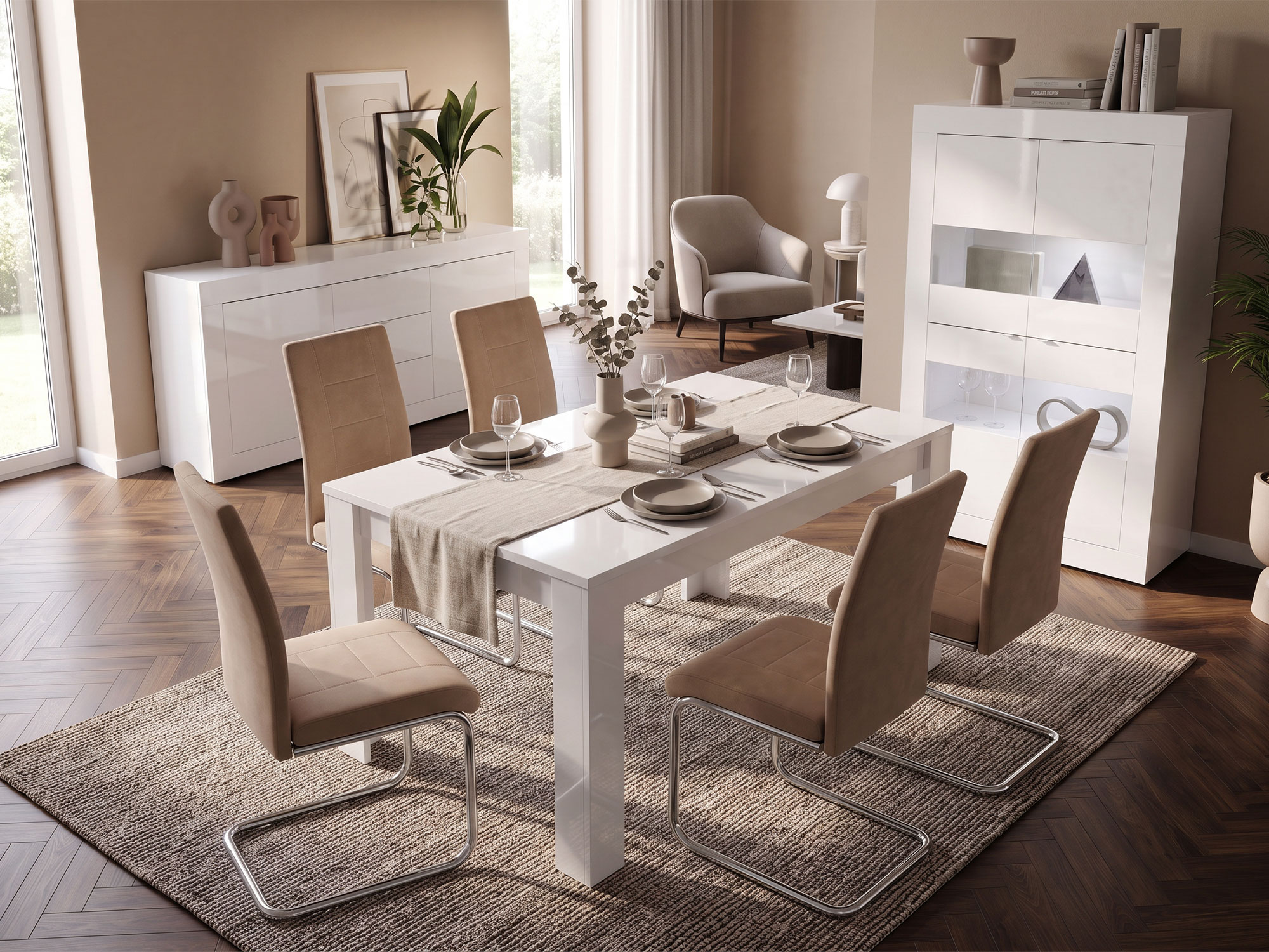 Table de repas Costa blanc brillant