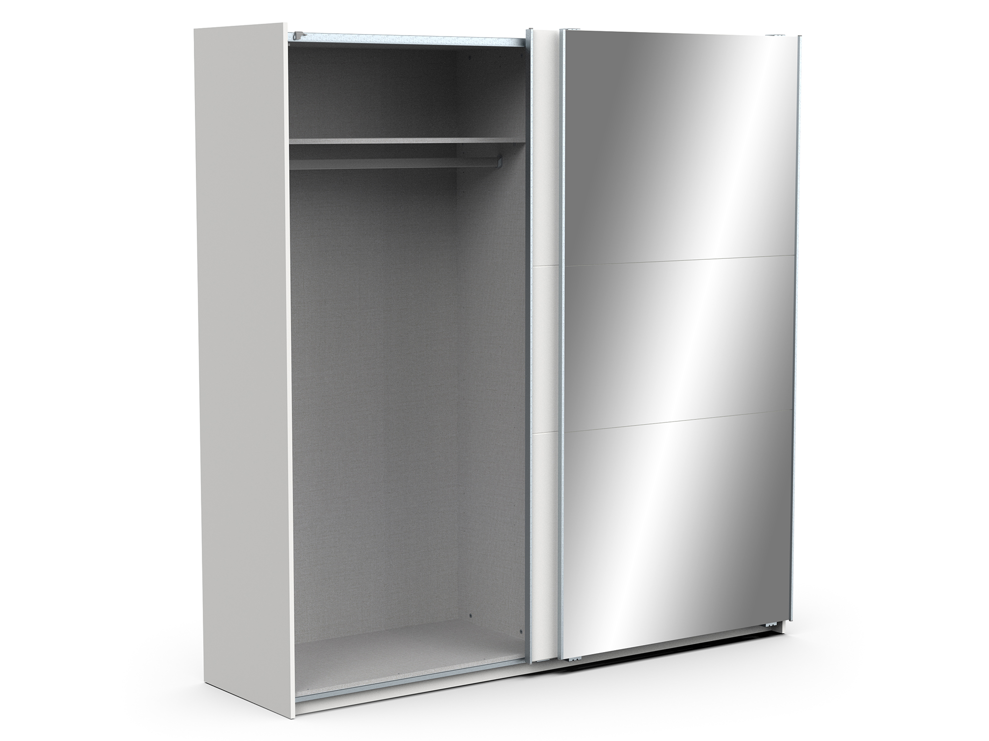 Armoire 2 portes coulissantes Ghost Blanc/miroir L 194.5 X H 203 X P 60