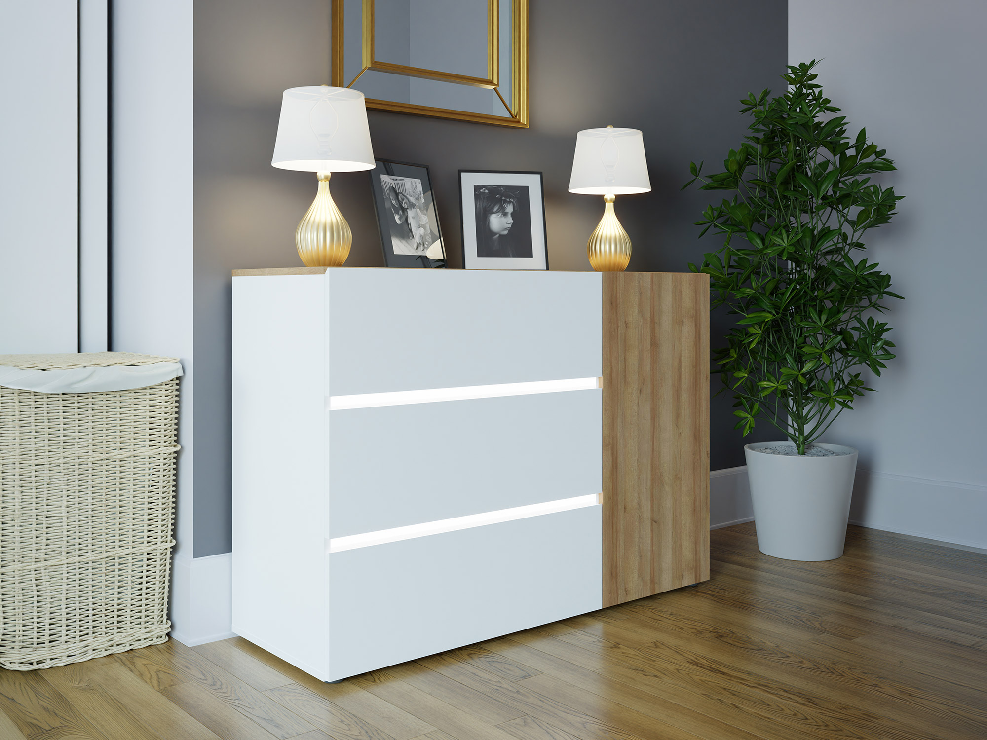 Commode 1 porte 3 tiroirs Lenybelardo