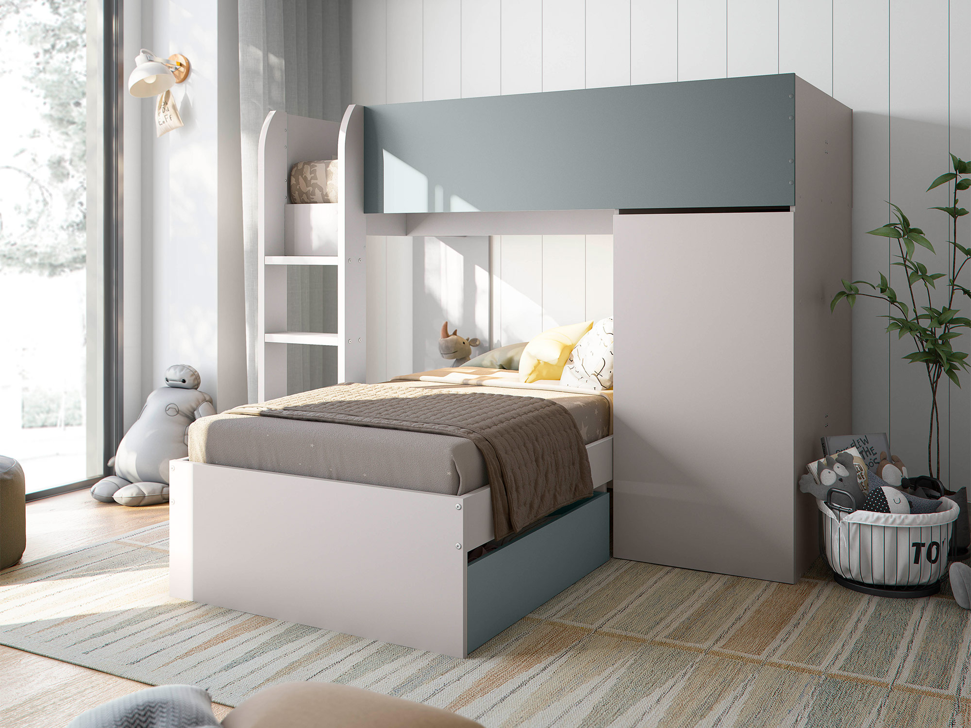 Lit superpos� avec armoire Duo